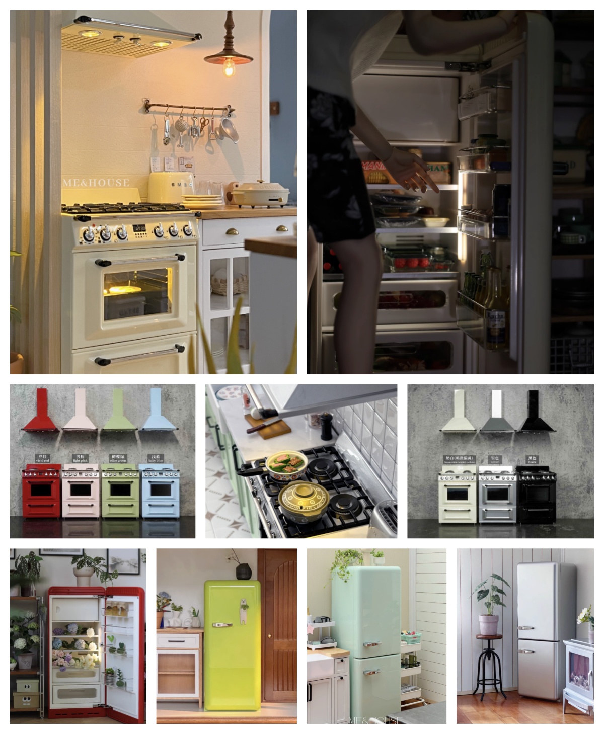 Dollhouse Furniture Set - 1/6 Perabot Dapur Miniatur Modern Kulkas