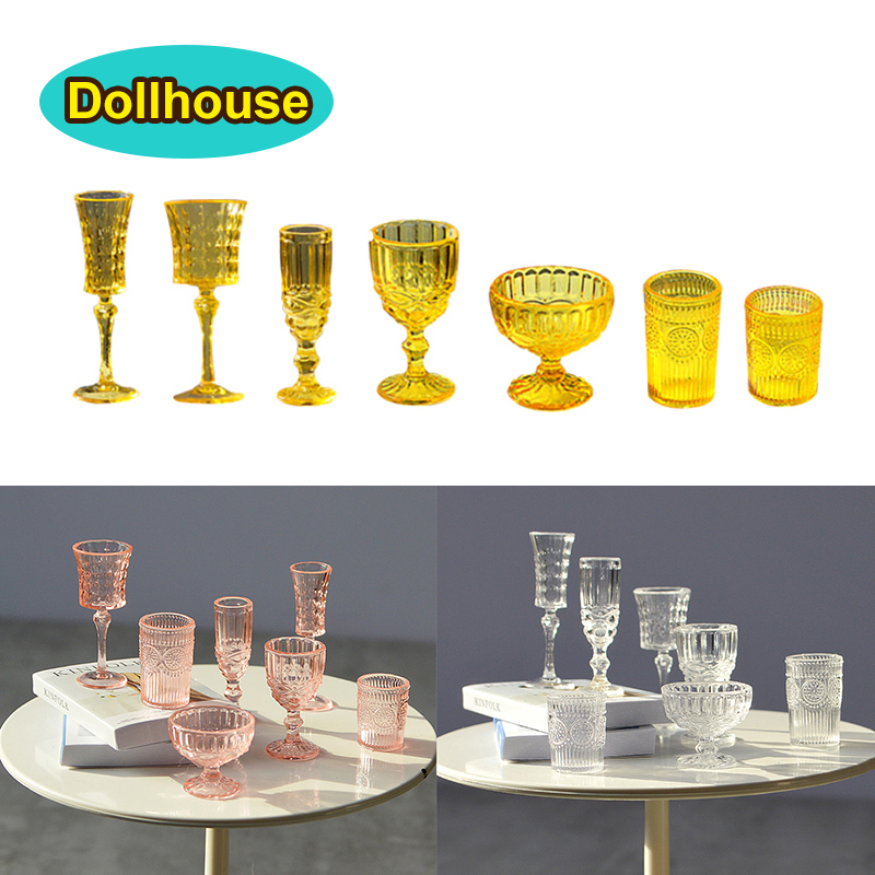 Dollhouse Furniture Set - 7 Buah/Set 1:6 Miniatur Cangkir Air