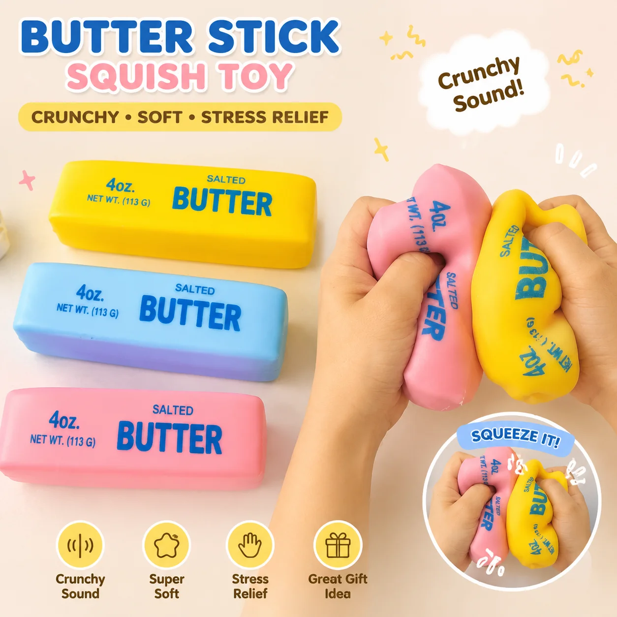 Mainan Squishy Bentuk Batang M - Sensory Fidget Toys ulasan dan harga